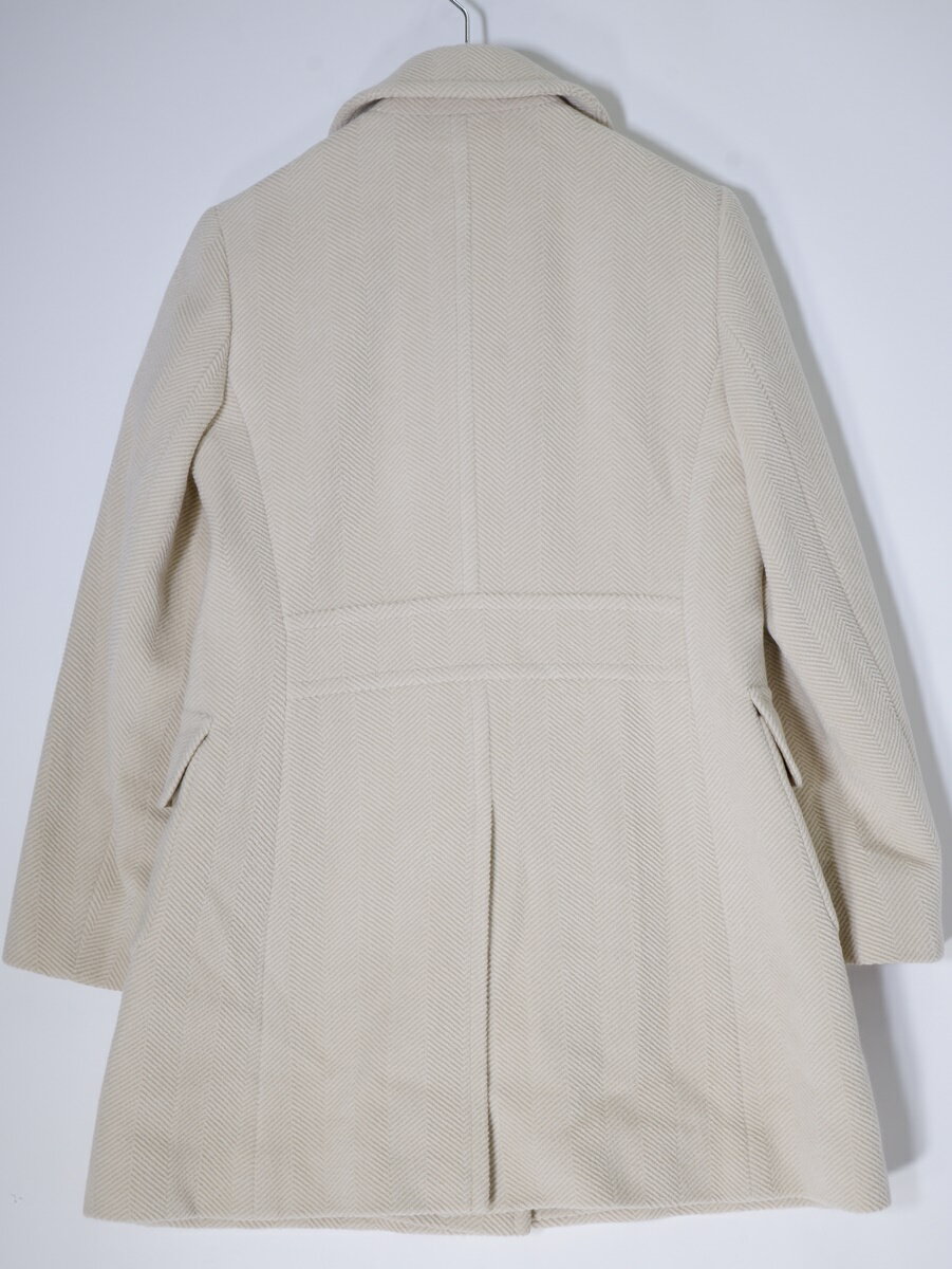 Aquascutumアクアスキュータム 日本製 アンゴラウールヘリンボーンコート【LCTA70670】【アイボリー】【9F】【中古】【沖縄.離島以外 送料無料】【DM230131】