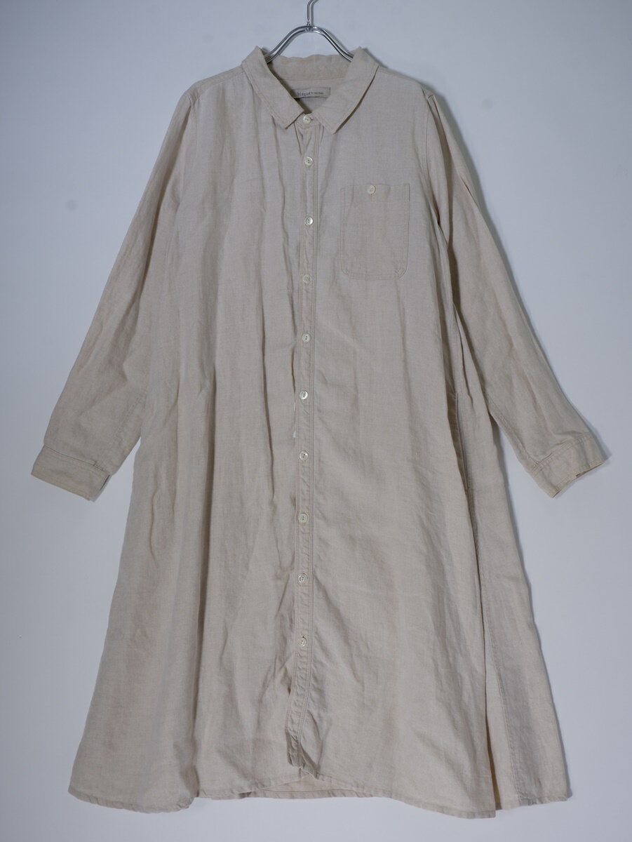 bisque by nest robe/ビスク バイ ネストローブ リネンAラインロングシャツワンピース【LOPA75570】【生成りベージュ】【フリー】【中古】【沖縄.離島以外 送料無料】【DM240716】