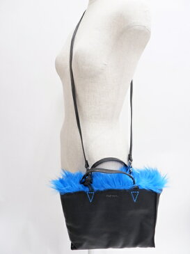 DIESELディーゼル LE-GARUDA S レザー×ファーリバーシブルトートバッグ【LBGA62371】【ブラック×ブルー】【Small 】中古【2点以上同時購入で送料無料】【DM201226】