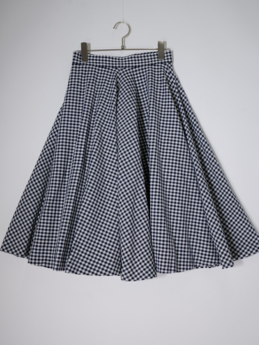 G.V.G.V.ジーブイジーブイ ギンガムチェック ボリュームフレアスカート未使用品【LSKA79371】【ネイビー】【36】【中古】【沖縄.離島以外 送料無料】【DM250915】