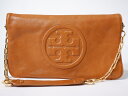 TORY BURCHトリーバーチ BOMBE REVA CLUTCH チェーンショルダー2WAYレザークラッチバッグ【LBGA77774】【ブラウン|ゴールド】【-】【中古】【沖縄.離島以外 送料無料】【DM250422】