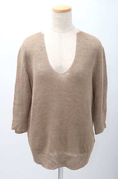 GALERIE VIEギャルリーヴィー トゥモローランド 2018SSリネンニット【LKNA48274】【キャメルベージュ】【S】【中古】【沖縄.離島以外 送料無料】【DM180630】