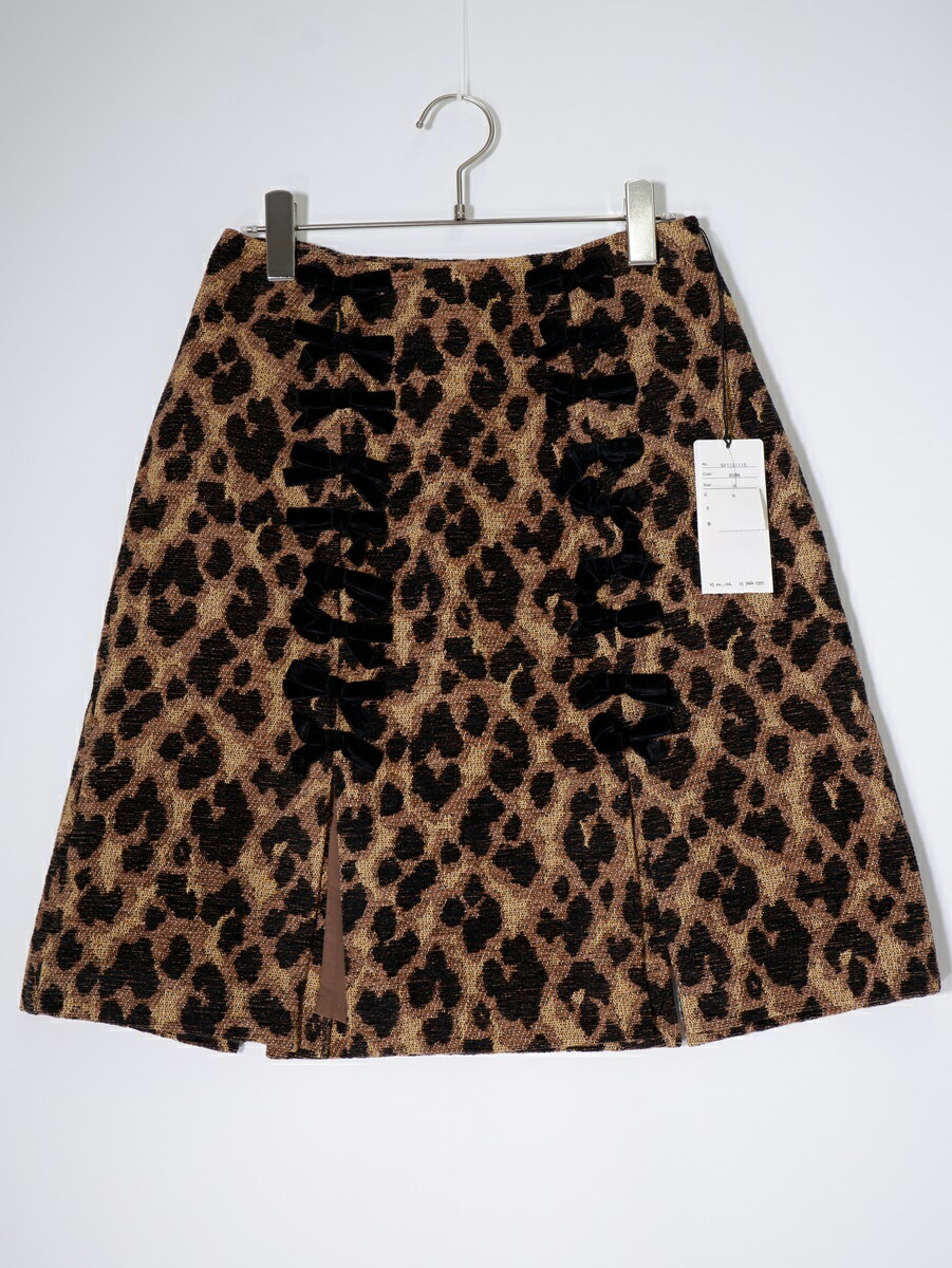 G.V.G.V.ジーブイジーブイ リボンデザイン レオパードジャガードスカート未使用品【LSKA79374】【レオパード】【36】【中古】【沖縄.離島以外 送料無料】【DM250915】