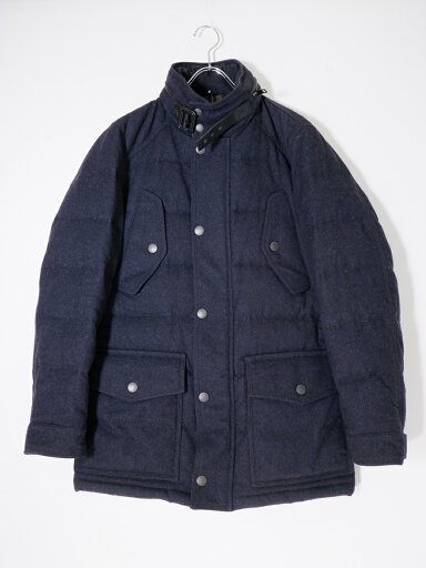 BURBERRY LONDONバーバリー ロンドン 裏地ビッグチェック 水鳥天然羽毛ウールダウンジャケット【MJKA76975】【ネイビー】【M】【中古】【沖縄.離島以外 送料無料】【DM250114】