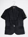 BURBERRY LONDONバーバリー ロンドン 日本製 メタルボタン レーヨンコットンリネン 半袖サマージャケット【LJKA78377】【ブラック】【40】【中古】【沖縄.離島以外 送料無料】【DM250527】