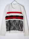 コムコムCOMME des GARCONSコムデギャルソン 2017AW 縮絨ウール×レースパッチワークカットソートップス【LTSA68777】【生成りアイボリーベース】【XS】【中古】【沖縄.離島以外 送料無料】【DM220720】