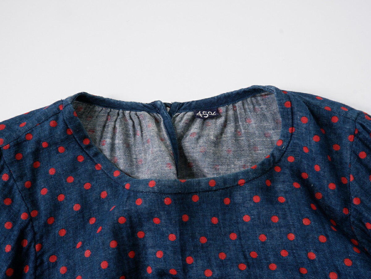 45Rフォーティファイブアール45rpm インディゴコットンガーゼ ドットプルオーバートップス チュニック【LTSA77877】【インディゴ|赤】【3】【中古】【沖縄.離島以外 送料無料】【DM250415】
