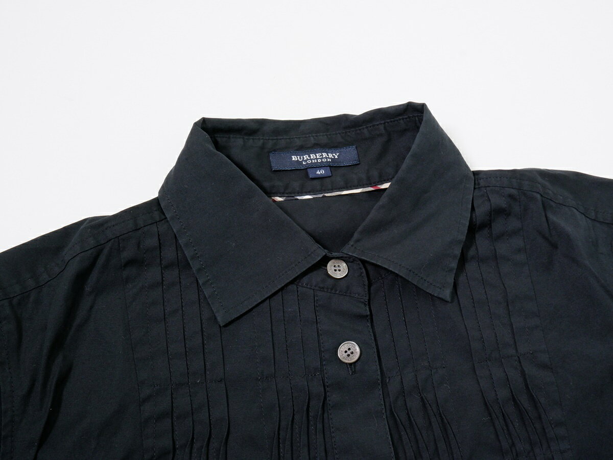BURBERRY LONDON バーバリー ロンドン ホースマーク刺繍 ピンタックデザインコットンストレッチシャツ ブラウス L filt-10056958 ブランド古着の買取販売 渋谷FILT サンプル画像3