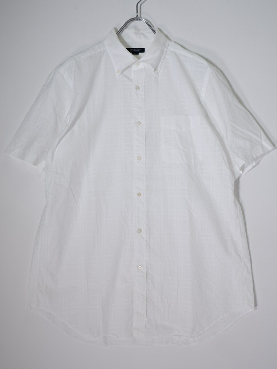 Rakuten - BURBERRY LONDONバーバリー ロンドン 日本製 シャドーチェック ボタンダウンコットン半袖シャツ【MSHA82079】【白】【41(Lサイズ相当)】【中古】【沖縄.離島以外 送料無料】【DM260519】