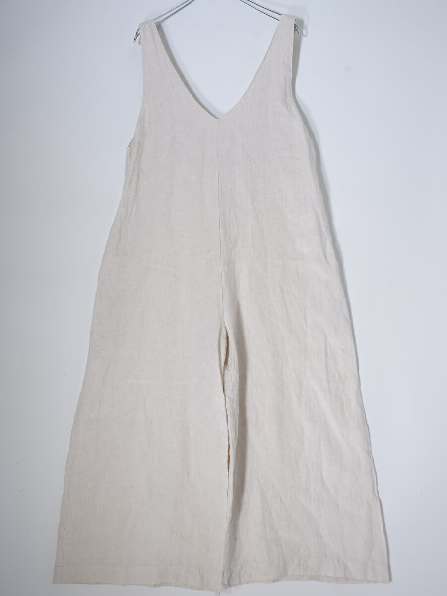 OZMAオズマ L'Appartementアパルトモン購入Linen V/N allinoneリネンVネック オールインワン【LTUA70480】【ベージュ】【36】【中古】【沖縄.離島以外 送料無料】【DM230613】