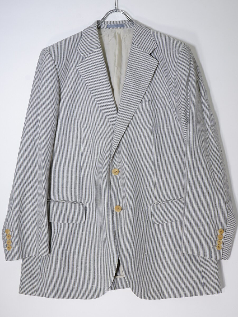 BURBERRY LONDON/バーバリー ロンドン 高級イタリア製生地シルクリネンウール混スプリングテーラードジャケット【MJKA74382】【サックス|白|黒】【98-88-175 AB6】【中古】【沖縄.離島以外 送料無料】【DM240227】