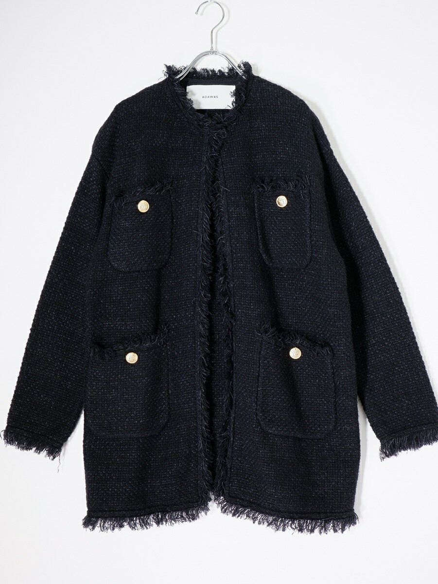 ADAWASアダワス 2022AW KNIT TWEED 4POCKETS JACKETニットツイード4ポケット ジャケット【LJKA81085】【ブラック】【フリー】【中古】【沖縄.離島以外 送料無料】【DM260303】