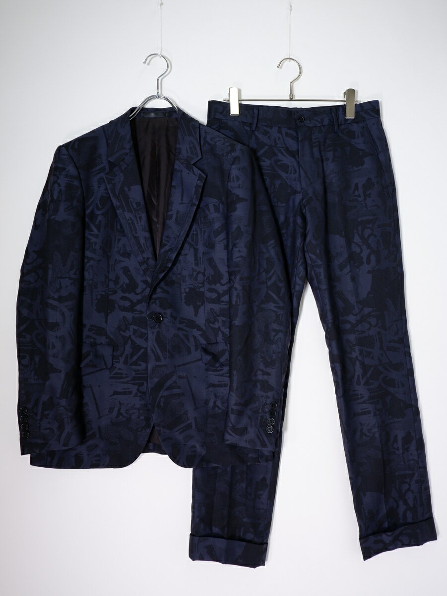 Rakuten - PS Paul Smithピーエス ポールスミス 日本製 グラフィックデザイン総柄 ウールセットアップスーツ ジャケットパンツ【MSTA81385】【ネイビー】【M】【中古】【沖縄.離島以外 送料無料】【DM260407】