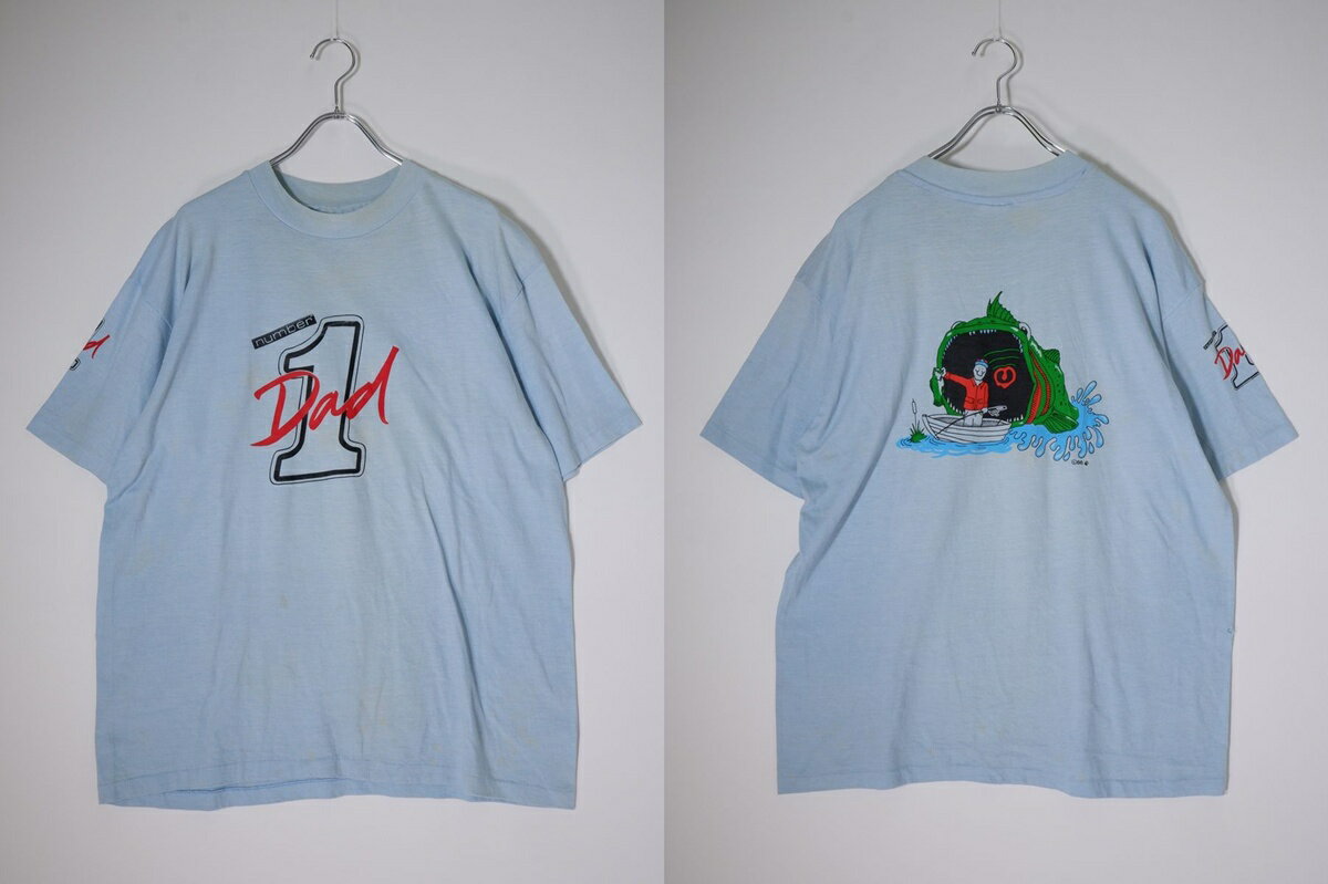 Rakuten - VINTAGE.ヴィンテージ品 ヘインズ 80年代 80’s アメリカ製 No1 Dad Tシャツ【MTSA82185】【水色】【XL】【中古】【沖縄.離島以外 送料無料】【DM260526】