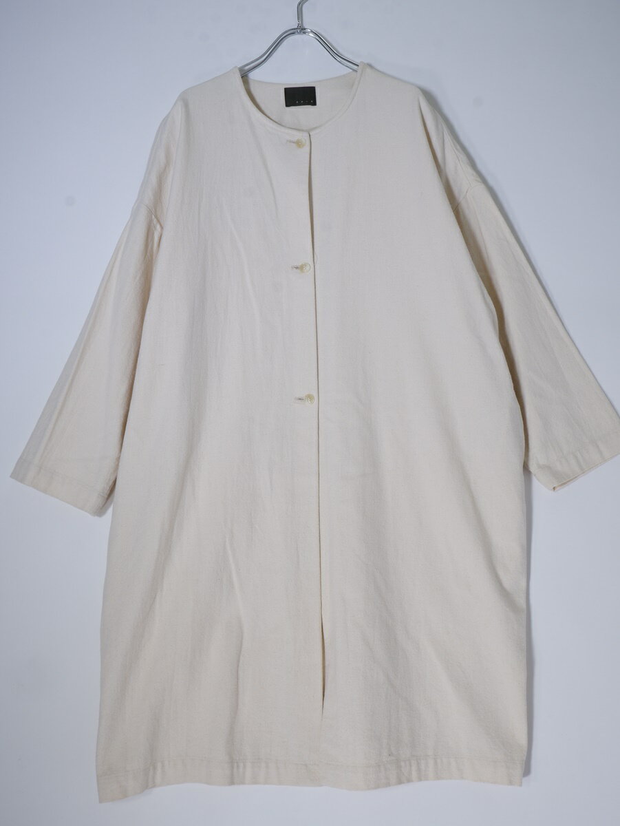 TANDEYオローネ コットンシルク ノーカラーオーバーコート【LCTA76787】【生成りオフホワイト系】【フリー】【中古】【沖縄.離島以外 送料無料】【DM250101】