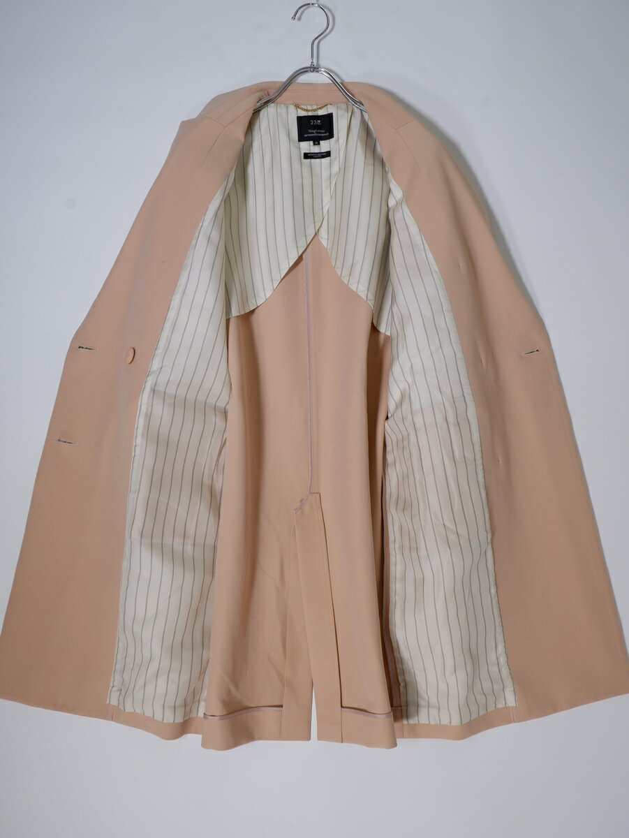 23区/ニジュウサンク イタリア製生地ダブルクロスストレッチ ダブルボタンチェスターコート【LCTA74789】【ピンクベージュ系】【38】【中古】【沖縄.離島以外 送料無料】【DM240415】