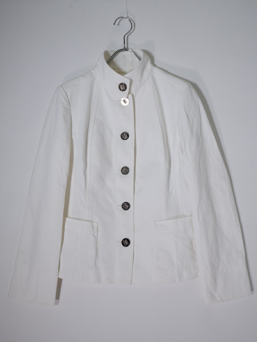 Rakuten - BURBERRY LONDONバーバリー ロンドン イタリア製生地 メタルボタン スタンドカラーコットンスプリングジャケット【LJKA81390】【ホワイト】【40】【中古】【沖縄.離島以外 送料無料】【DM260414】