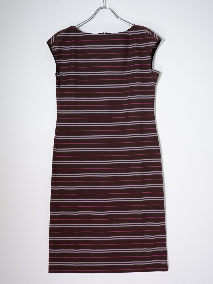 Rakuten - BURBERRY LONDONバーバリー ロンドン マルチボーダーデザイン フレンチスリーブコットンドレス ワンピース【LOPA81890】【ダークブラウン】【38】【中古】【沖縄.離島以外 送料無料】【DM260602】