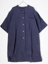 MARGARET HOWELLマーガレットハウエル 2020SS YARN DYE LINEN リネンバンドカラーオーバーシャツ【LSHA71790】【ネイビー】【F】【中古】【沖縄.離島以外 送料無料】【DM230605】