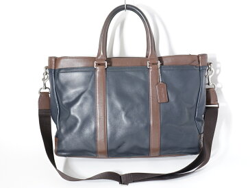 COACHコーチ F54758 2WAYビジネスレザーバッグ【MBGA63490】【ネイビー×ブラウン】【-】中古【2点以上同時購入で送料無料】【DM210528】