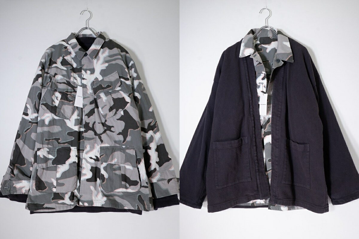 uniform experimentユニフォームエクスペリメント 2024AW MOIRE CAMOUFLAGE REVERSIBLE HAORIモワレカモフラ リバーシブル ハオリ ジャケット(UE-242028)新品【MJKA77292】【INDIGO】【4】【未使用】【沖縄.離島以外 送料無料】【DM250128】