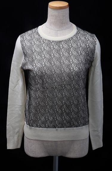 CARVENカルヴェン レースパネルセーターニット【LKNA50594】【オフホワイト|ブラック】【XS】【中古】【沖縄.離島以外 送料無料】【DM230207】