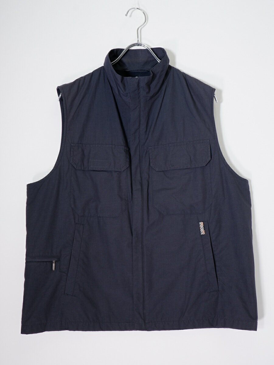 Rakuten - BURBERRY LONDONバーバリー ロンドン 日本製 コットンナイロン スタンドカラーベスト ジャケット【MJKA81894】【ネイビー】【F】【中古】【沖縄.離島以外 送料無料】【DM260512】
