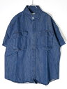 C.E CAVEMPTシーイー 2021SS DENIM SHORT SLEEVE SHIRTワイドデニムシャツ【MSHA68696】【インディゴ】【M】【中古】【2点以上同時購入で送料無料】【DM220711】