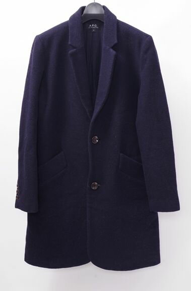 A.P.C.アーペーセー 2014AW MANTEAU CHESTERFIELD COATマントチェスターフィールドコート【LCTA41597】【ダークネイビー】【S】【中古】【2点以上同時購入で送料無料】【DM230207】