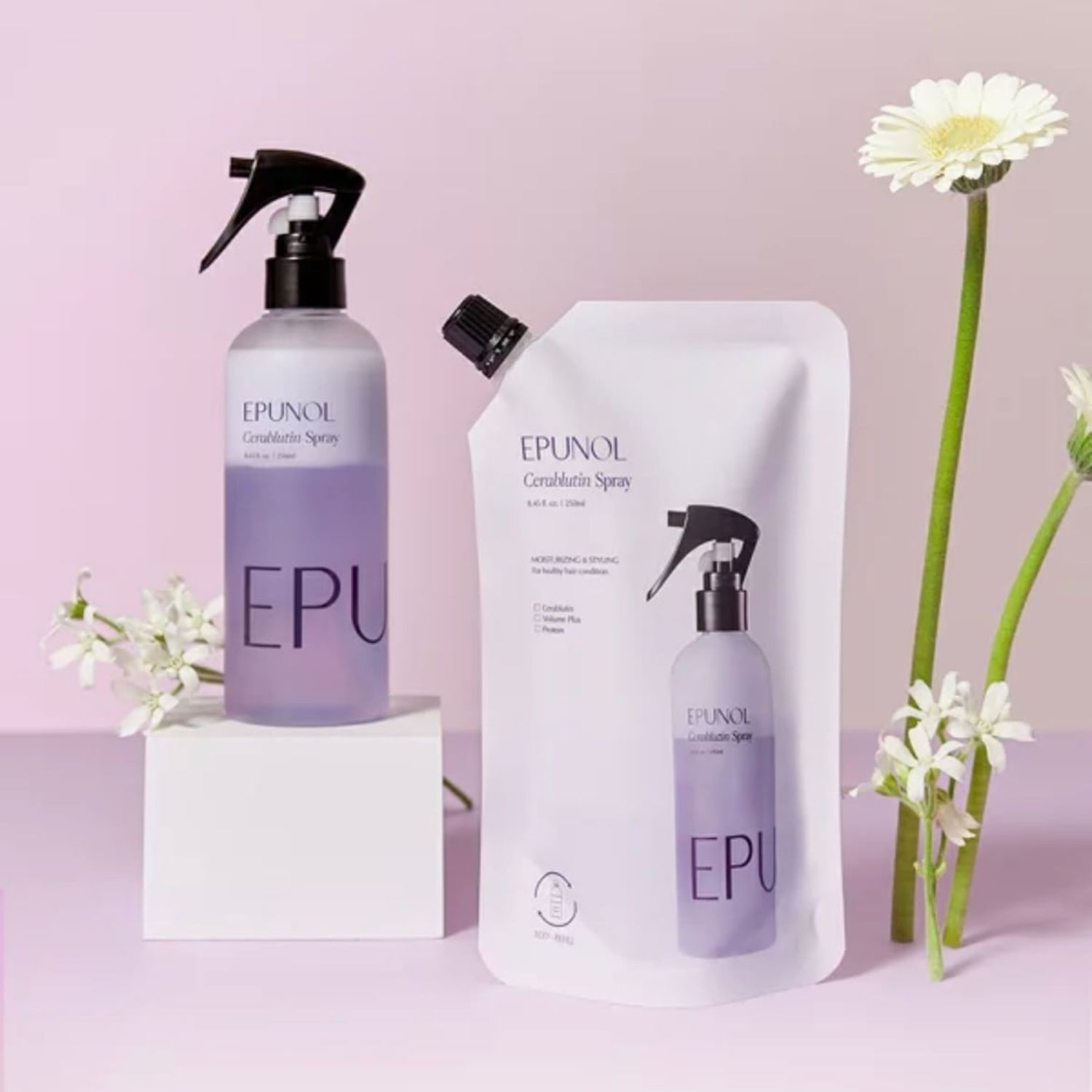 Kトレーディングの【EPUNOL公式】 エピュノール セラブルーチンスプレー 250ml 詰替え用 レフィル 洗い流さないヘアトリートメント ヘアオイル代用 ヘアミスト サラツヤ 髪質ケア くせ毛 乾燥 毛先ケア｜アングル3