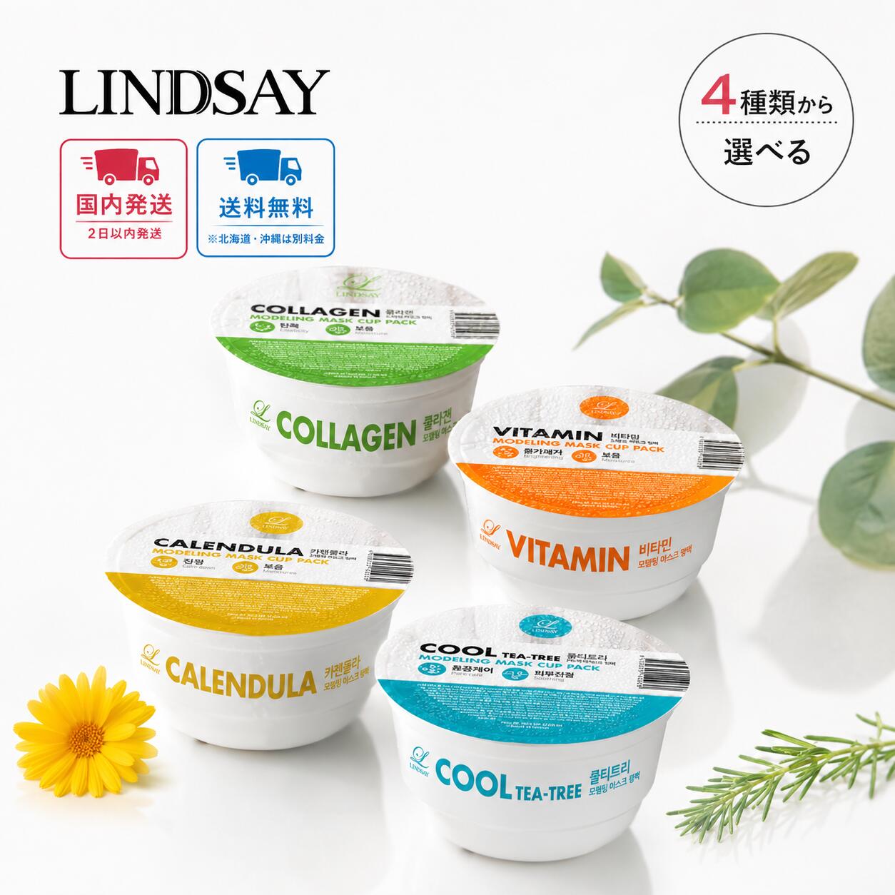＜選べる＞リンゼイ LINDSAY モデリング マスクカップパック 28g×4種類 コラーゲン カルディラ ビタミン クールティートリー （お好きな組み合わせをお選びいただけます）