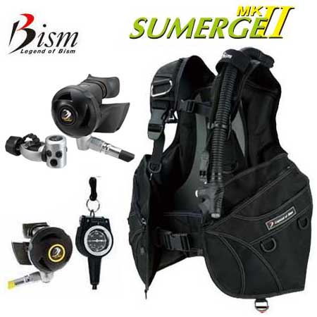 ダイビング ◆重器材 セット 23番 Bism ビーイズム *BCD サマージマーク2　JS-3420 　*レギュ サマージマーク2 RS4300CK　*オクト SS4300K　*ゲージ GK2410 動産総合保険1年付帯　Sサイズ8月入荷