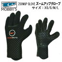 MOBBYS モビーズ　ZOOMUP GLOVE ズームアップグローブ　 MOBBY'S　DA-1150 DA1150 2.5mm厚　濡れても滑りにくい　カメラ派ダイバー 理想の ダイビンググローブ　リストフラップで着脱が楽　モビーディック　冬用グローブ