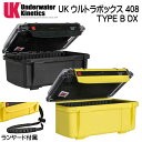 UK Ultra Box 408 Type B DX クリアビュー　 パッドライナー・LIDポーチ付 UK ULTRA BOX ウルトラボックス　防水ケース 防水・防湿・気密・防塵 携帯、スマホ、デジカメ等を水やホコリから保護。 ボディに耐衝撃性に優れたABSポリカーポネートを採用。 熱可塑性エラストマー製の内臓Oリングが付いており、 防水機能のほか、塵や埃からケース内に収納した機材などを保護します。 防水ボックスの側面部分に内圧自動調整バルブ付、 気圧の変化が激しい状況でも簡単に蓋をオープンすることができます。 カラー：BK・YL 内寸：200x120x100 mm 外寸：231x150x110 mm 重量：0.41 kg 付属：ランヤード 防水ケース カメラ 携帯　スマホ　バッグ　ハードケース ダイビング器材用ハードケース　船上用ケース　ペリカンケース AP　 　　 【返品交換不可】UKドライケースは 樹脂の中でも特に衝撃性に優れたABSポリカーポネートを採用、輸送時の機材を完璧に保護します。 同時に内臓Oリングで、塩・空気・水・砂とチリから保護します 飛行機搭乗後の外圧変化による開閉に支障をきたさない内圧自動調整バルブ付