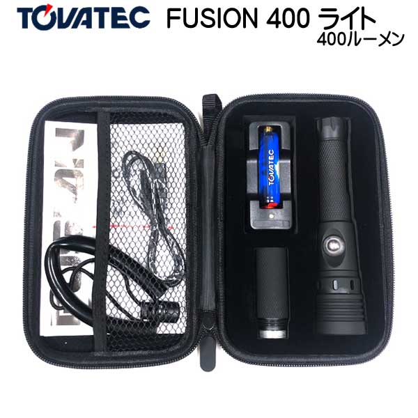 TOVATEC　トバテック　FUSION 400 ライト 400 ルーメン スポット12度からワイド100度へ照射角を切替可能 100%/50％/30％/SOS （緊急時に役立つストロボ光） 乾電池使用可能 防水 フュージョン ビデオ フラッシュライト ダイビング 水中ライト 2