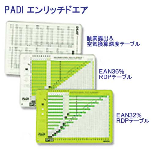 PADI　61055J エンリッチドエアー　テーブル3点セット