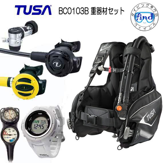 〇モデル BCセット ダイビング 重器材セット 7番C　*BCD　TUSA　BC-0103B　*レギュ RS1103J *オクト TUSA SS20 *ゲージ　アクアラング トラスト2　 2連ゲージ 軽量