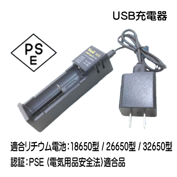 ダイビング専門店ファインドのZERO ゼロ bigblue ビッグブルー 水中ライト アクセサリー USB充電器 水中ライト用バッテリーチャージャー リチウム電池 18650型 / 26650型 / 32650型 対応 PSE (電気用品安全法)適合品｜アングル2