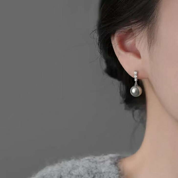 Rubellite - 銀針ピアス 金属アレルギー対応 パールピアス つけっぱなし 真珠ピアス グレーパール アクセサリー 結婚式 披露宴 入学式用 華やか キラキラ シルバー グレー 程よい存在感 アレルギー対応 プチギフト プレゼント付き 無料ラッピング 即発送 送料無料