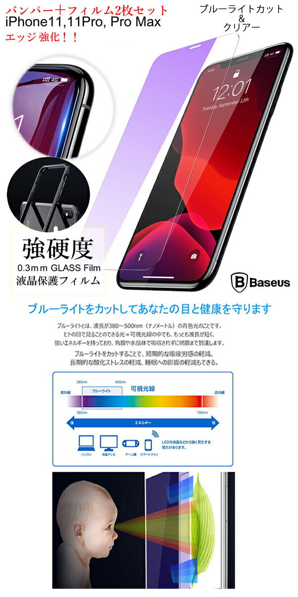 40 Baseus 【iPhoneX, iPhone11兼用 保護ガラス2枚セット】0.3mm スマホ ガラスフィルム ブルーライトカット ソフトiPhone11iPhoneX iPhoneXR iphoneXs iPhoneXS Max 目に優しい 強化ガラスフィルム 液晶フィルム 保護フィルム 液晶保護 9H 保護ガラス 液晶ガラス