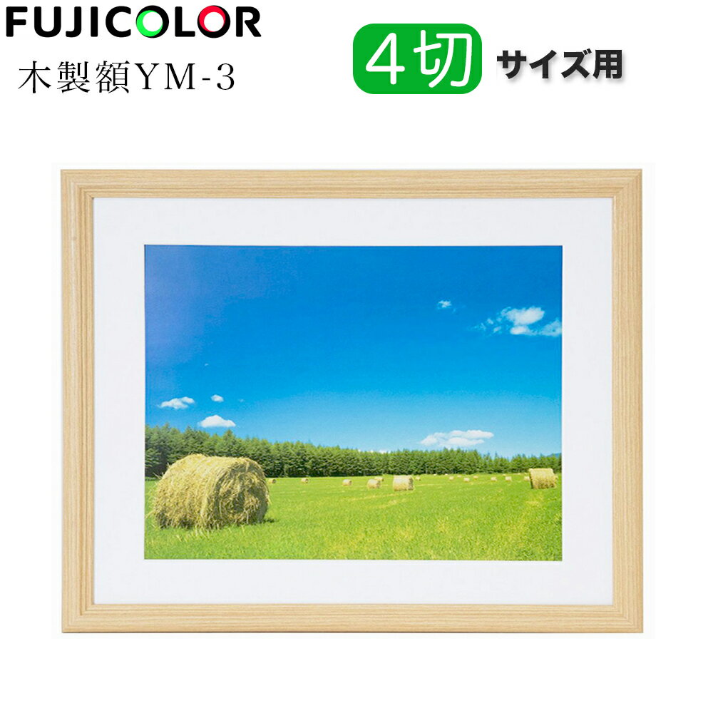 4切サイズ 木製額縁 フジカラー YM-3 木地 FUJICOLOR 壁掛け額デジタル4P FUJIFILM 写真 フォトフレーム 絵 絵画 アート 額
