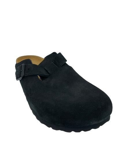 【BIRKENSTOCK　ビルケンシュトック】660473　BOSTON　ボストン　BLACK　SUEDE　ブラックスエード レディース　婦人靴　天然皮革　ナロー幅　かわいい　シンプルサンダル　クロッグ　ナチュラル