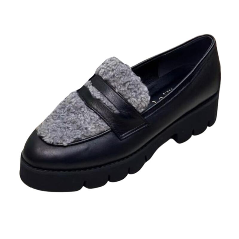 【 Monet モネ 】213520 ボアローファー ブラック 3Eコインローファー スリップイン スリッポン 履きやすい 歩きやすい 疲れにくい 天然皮革レディース 婦人靴 パンプス おしゃれ マニッシュ かわいい もこもこ ふわふわ トラッド