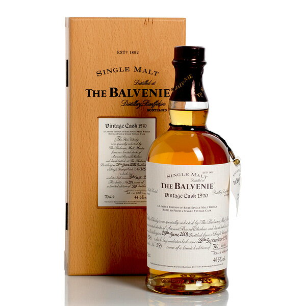 Balvenie 1970 / バルヴェニー 1970 . 商品説明 William Grant built The Balvenie Distillery into the abandoned shell of an 18th century manor house next to his already successful Glenfiddich distillery in 1892, at the age of seven, he was sent to a farm on the banks of the Deveron River, apprenticed to a shoemaker, William became an accountant at the Mortlach distillery in 1866. Immediately, he began to learn the art of distillation.A 1970 vintage Balvenie released as part of their Vintage Cask series. Matured for 30 years in cask 12524, this was one of 320 bottled on June 28 2001.70cl/44.6% Fine and Rare specializes in fine and rare wines, champagne and spirits, exactly the kind of products you are looking for, our sources are mainly Chateaux and Domains, private wine cellars and other reliable wine companies in Europe to ensure the authenticity of our wines - Fine and Rareは希少な格付けワイン、シャンパンやスピリッツを中心に取り扱っており、お客様にぴったりの商品をご案内致します。また、安心してご利用いただくために主にヨーロッパのシャトーやドメーヌなど、信頼性の高い生産者より商品を買い付けております。Sourced from an excellent temperature controlled private cellar In France, where it has been stored since release リリース以降、最適温度に調整されたフランスのプライベートセラーで保管されています。 1