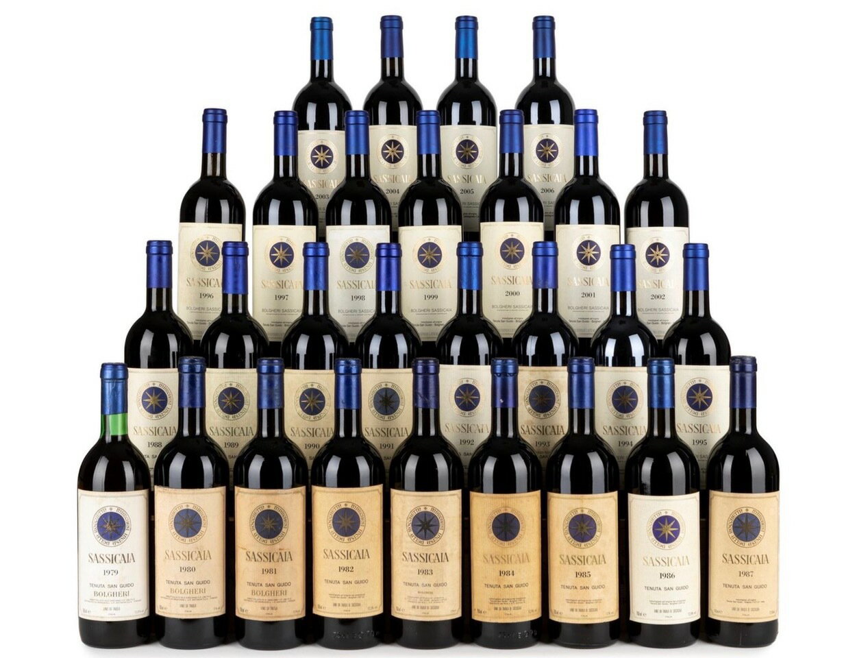 Tenuta San Guido Sassicaia Collection Verticale from 1979 to 2006 28 bts / テヌータサン　グイド　サッシカイア　コレクション　1979年〜2006年　（28本）