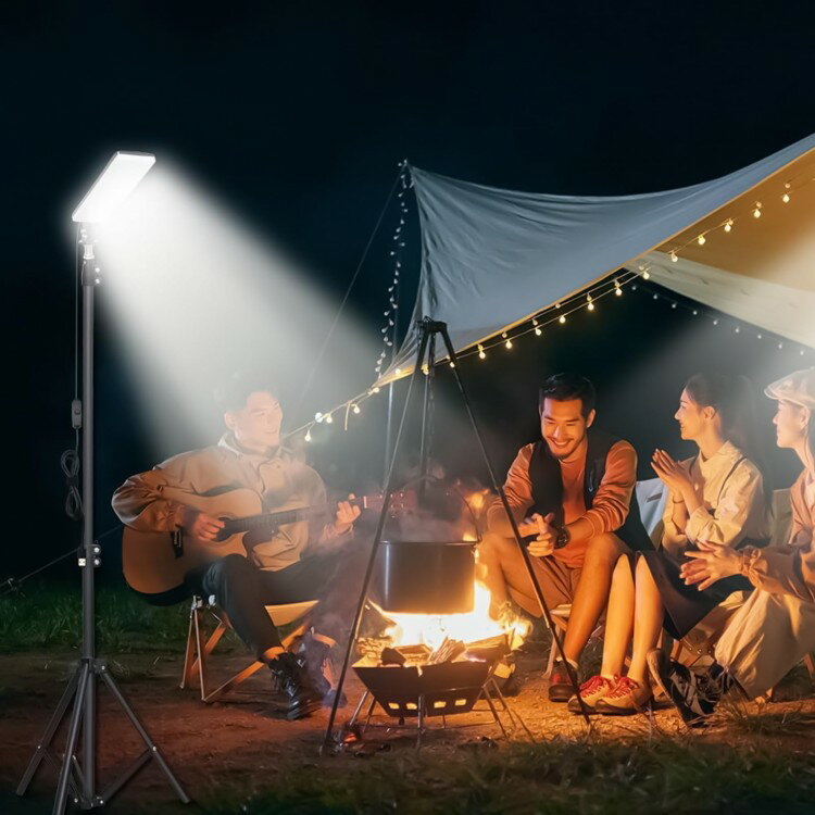 Rakuten - 【楽天スーパーSALE】伸縮式LEDキャンプライト - 伸縮三脚式BBQライト | 夜釣り バーベキューに最適な調節可能な三脚ランプ キャンプ スタンド付き屋外伸縮ライト