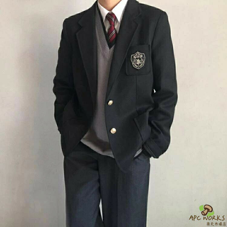 男子高校制服 ブレザー スクールジャケット 無地 2つボタン スーツ コート フォー...