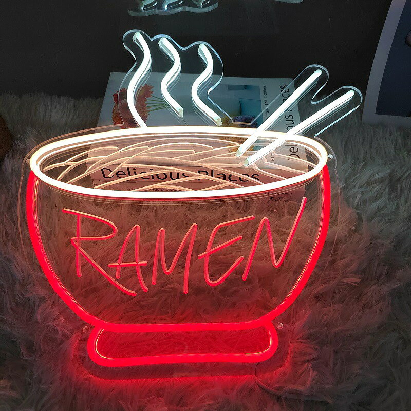 室內照明各種 - ラーメンネオンサイン LEDネオンライト 壁掛け ネオン看板、ramen店飾り ネオンサイン インテリア 部屋装飾 雰囲気作り、レストラン 喫茶店 居酒屋 バーディスプレイ サインボード ギフト 省エネ バー カフェ 喫茶店 広告用看板 クラブ インテリア USB給電