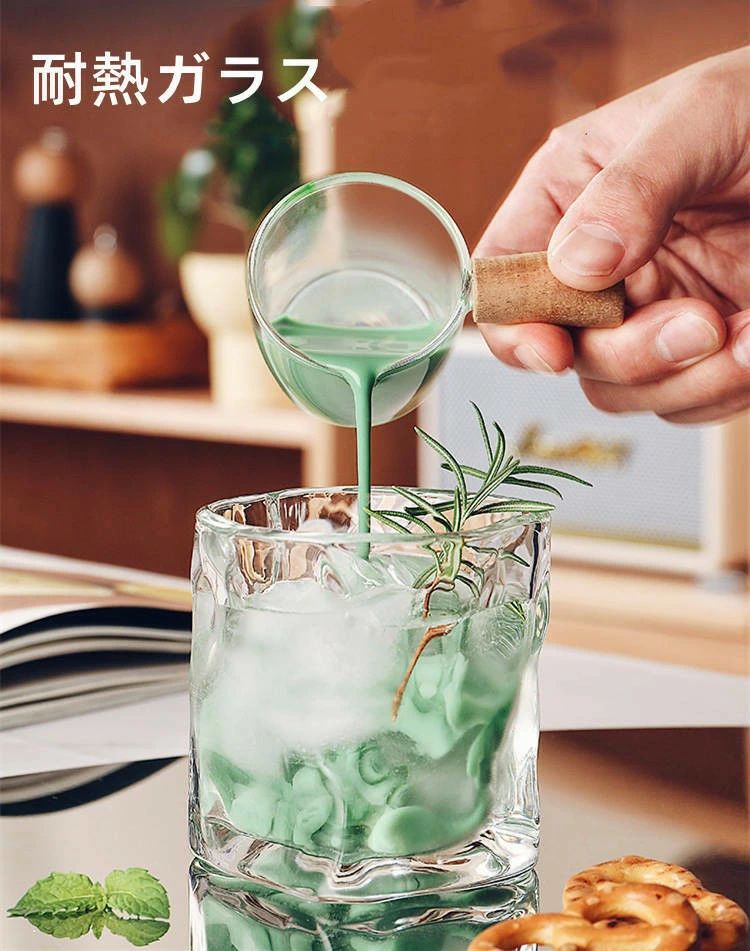 fineblueのウイスキー グラス 焼酎 ビアグラス 日本酒 清酒 2個セット 200ml クリア 透明 耐熱ガラス 不規則 ストレス解消 クリスタル おしゃれ 北｜アングル3