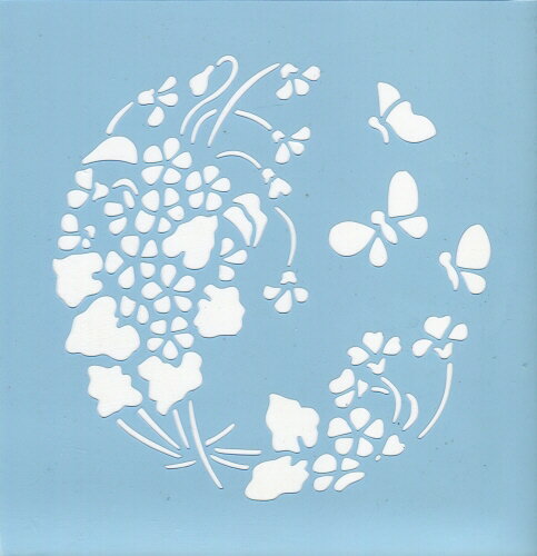 ファインホームのステンシルシート　　すみれと蝶　Lサイズ　fh-224L